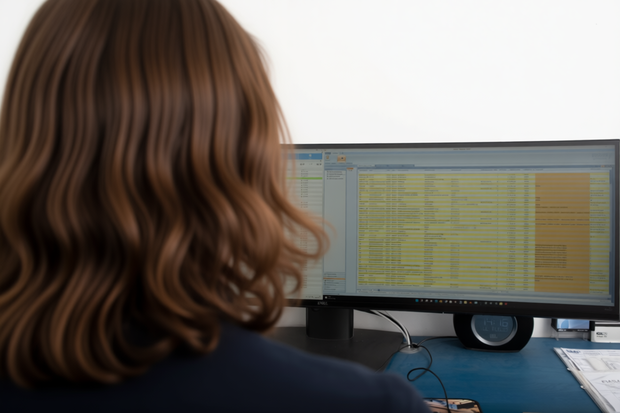 SMP employee preparing data on screen